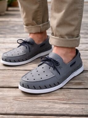 Sperry Top Sider Boat Shoes Mens 11 Grey A/O Float Waterproof Slip On Vacation